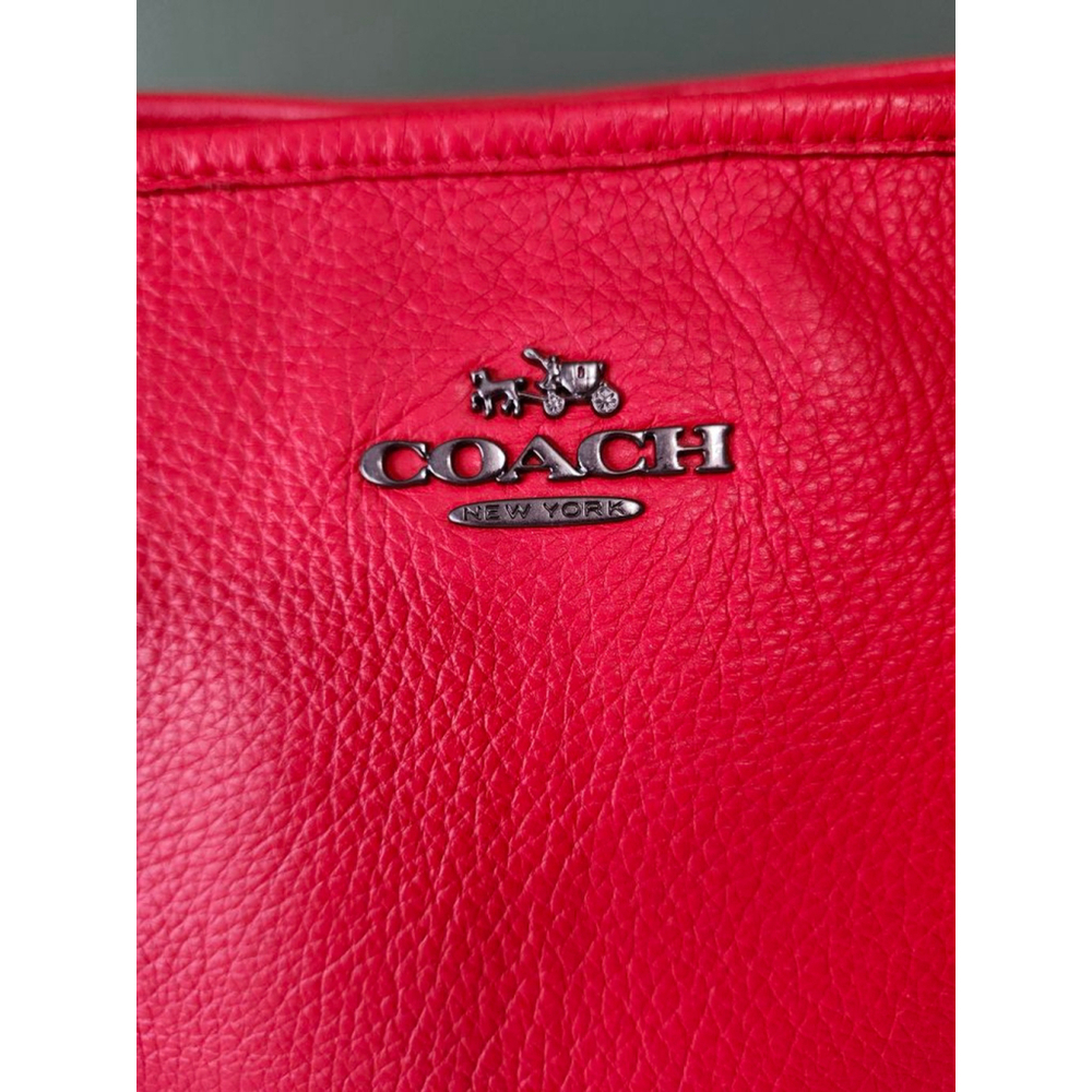 Coach Red Leather Tote Bag - Picture 2 of 12